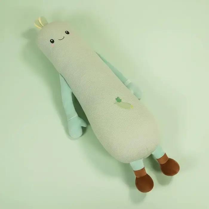 Oreiller doux en forme de concombre avec housse amovible et lavable, oreiller long pour dormir, peluche de légume de dessin animé, design mignon, accessoire de literie