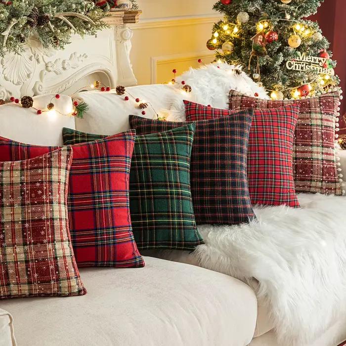 Juste de coussin de Noël en peluche pour canapé, taies d'oreiller nordiques, canapé, salon, décoration d'intérieur, cadeau, 45x45