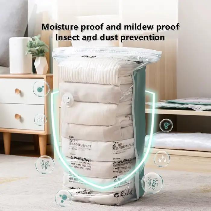 Sacs de rangement sous vide sans pompe, extra grands, pour vêtements, couvertures, literie, organisation de l'espace de rangement dans le placard