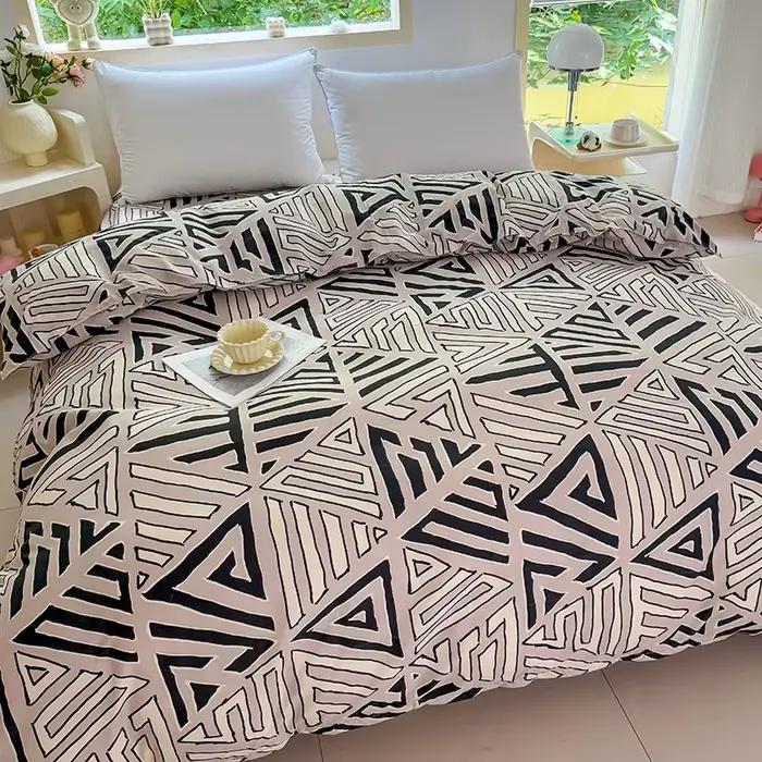 Housse de couette Beige à imprimé Triangle géométrique