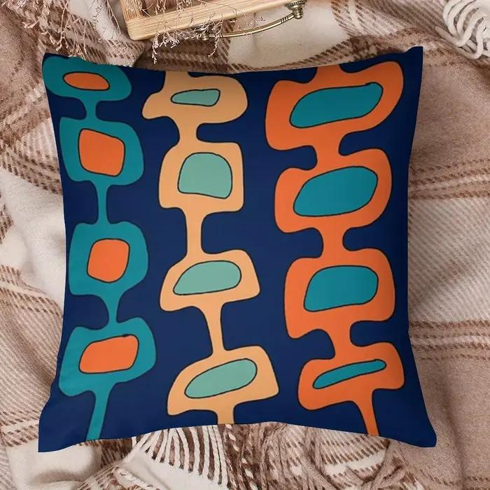 Housse de coussin motif abstrait style années 70