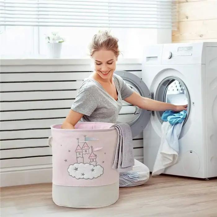 Grand panier à linge rose