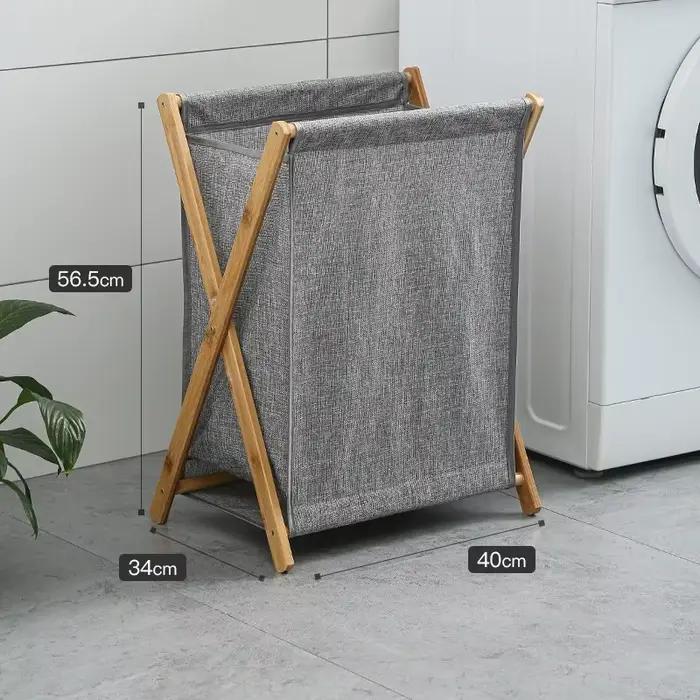 Paniers à linge pliables modernes en bambou