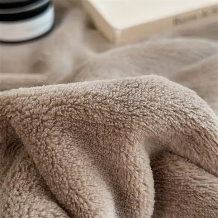 Couverture en velours de lait double couche couleur unie, épaisse et chaude, pour lit et canapé, simple ou double, drap épais pour lit