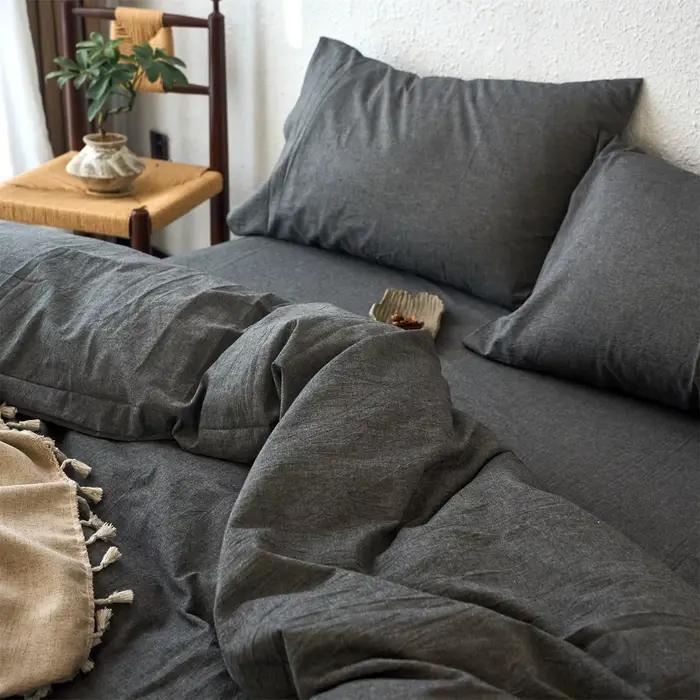 Parure de lit 100 % coton teint en fil