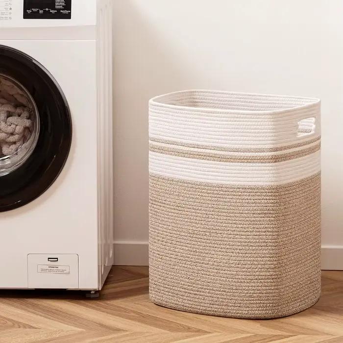 Panier à linge, panier à couvertures pour l'esthétique de la chambre, panier à linge et rangement pour couvertures pour le salon, panier de rangement tressé