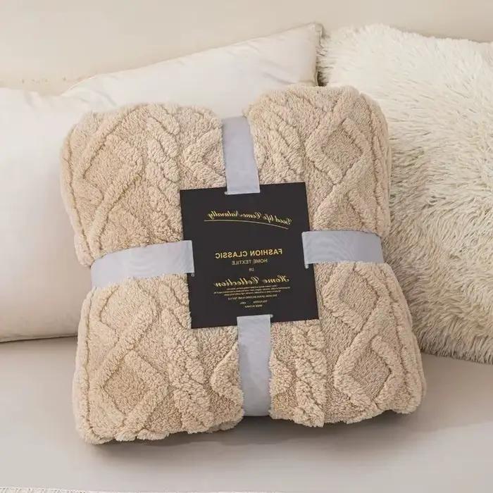 Nouveau Tafu velours Double face Jacquard motif géométrique épaissi couverture