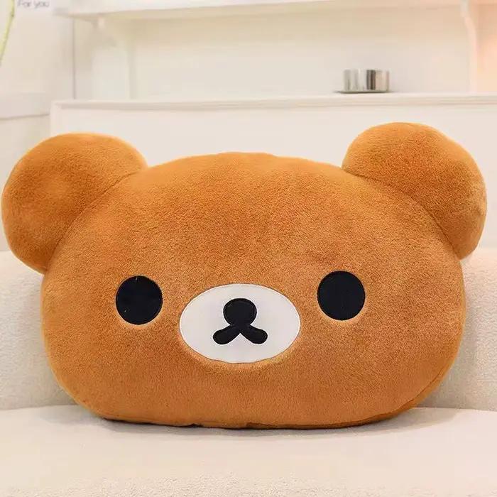 Coussin en peluche Rilakkuma, ours en peluche doux, coussin décoratif mignon de dessin animé, pour la maison, la chambre, le canapé, confortable pour dormir, cadeau