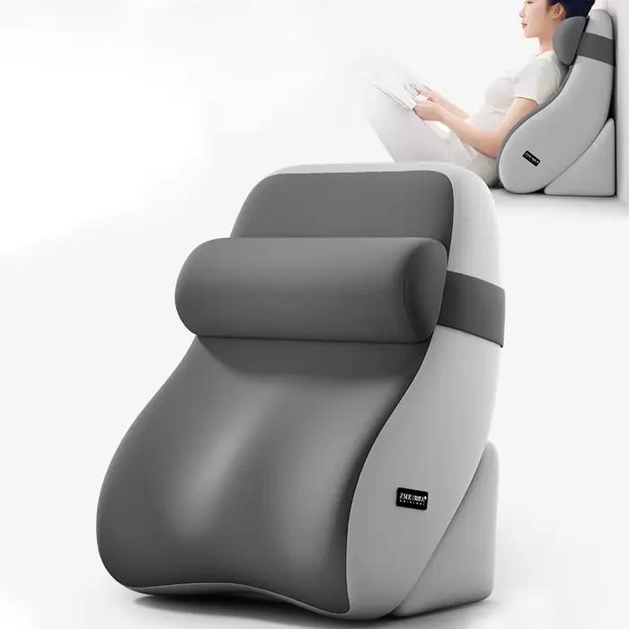 Oreiller de lecture pour s'asseoir au lit, oreiller ergonomique à dos compensé, poches latérales XL, housse amovible, travail, soins infirmiers, léger