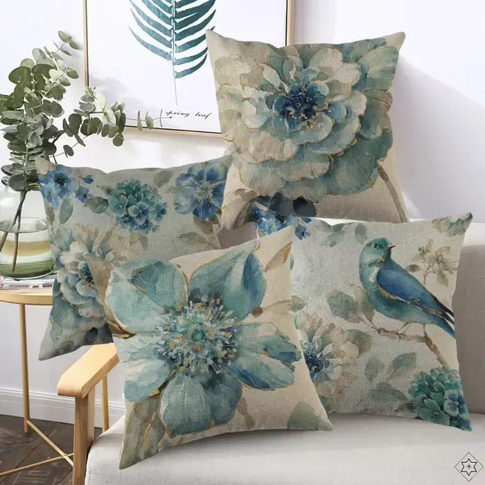 Juste de coussin indigold en lin 45x45cm