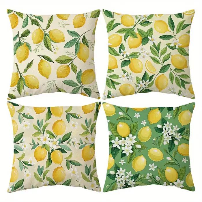 Housse de coussin rafraîchissante citron-délice florale