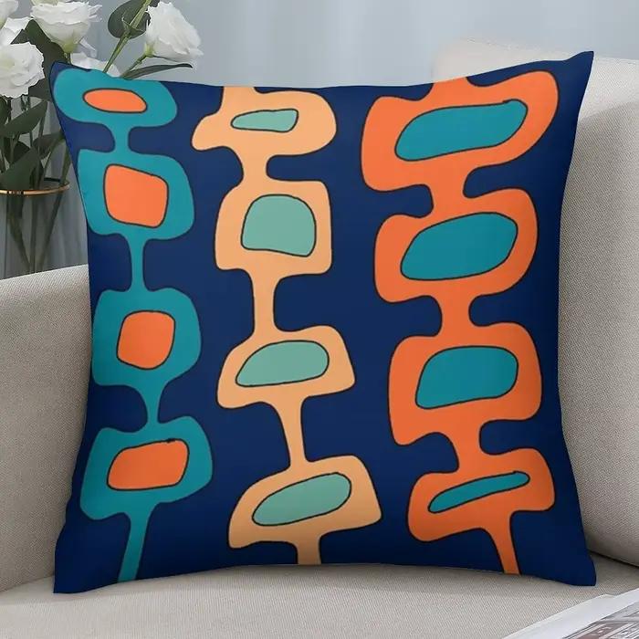 Housse de coussin motif abstrait style années 70