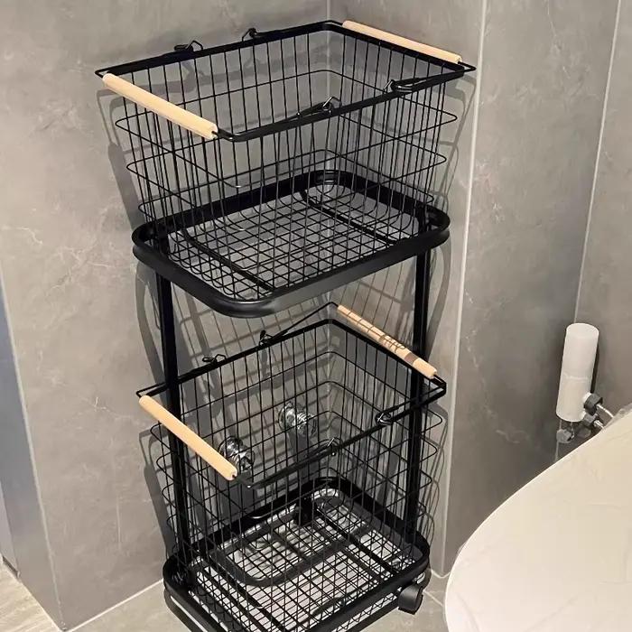 Panier à linge à roulettes en ferronnerie simples