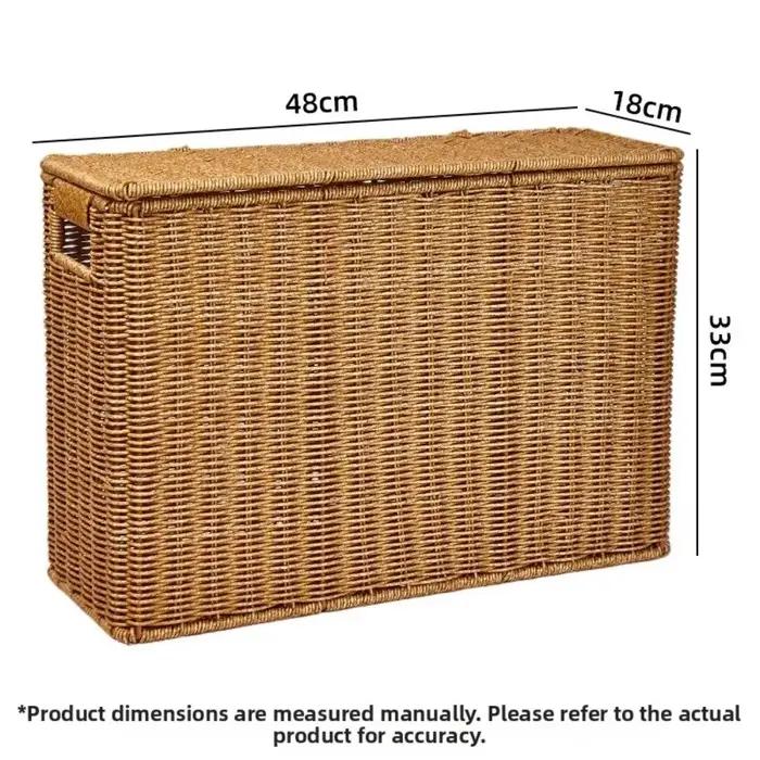 Panier de rangement en rotin tressé rectangulaire, panier à linge, porte-revues, organisateur, décoration bohème pour chambre et salon