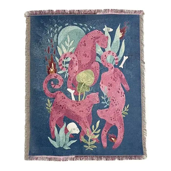 Couverture léopard rose, couverture de lit décorative pour la maison, sieste, canapé, couvre-lit de Camping, tapisserie esthétique, nappe de pique-nique