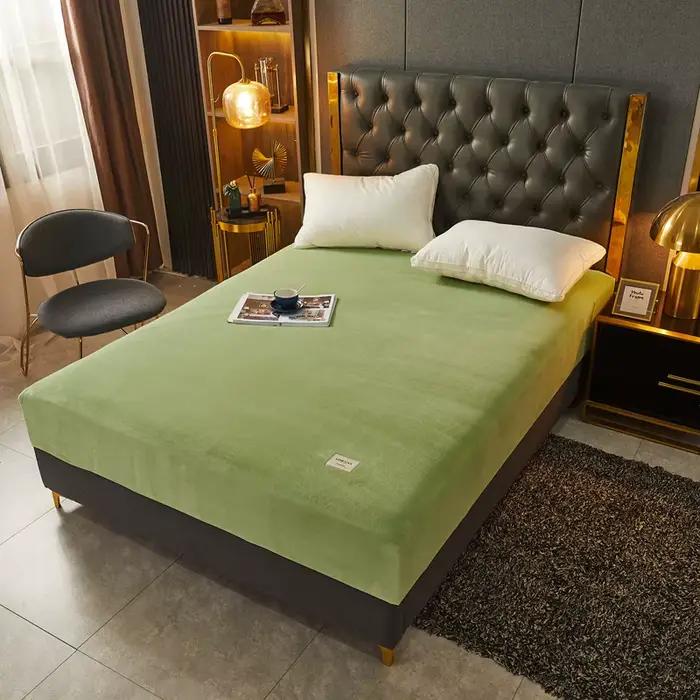 Drap-housse en velours doux et épais, housse de matelas antidérapante de haute qualité, protection réglable, drap de lit doux avec élastique