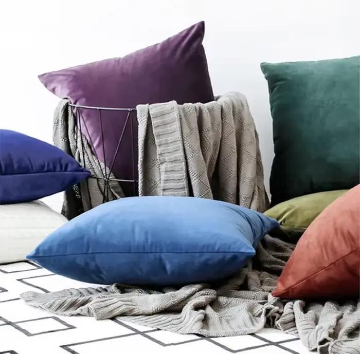 Housse d'oreiller en velours solide, oreillers décoratifs pour canapé, salon, Housse De Coussin 45*45, oreillers décoratifs, décoration nordique pour la maison