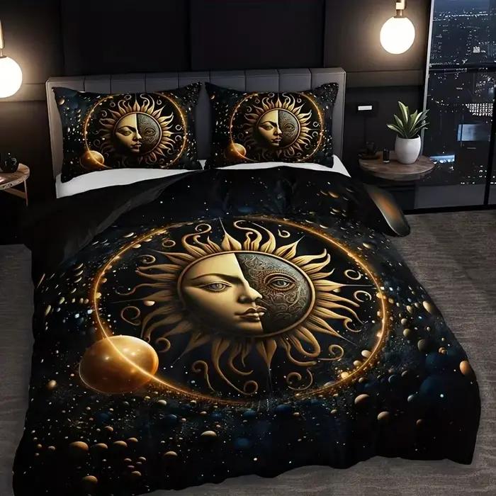 Ensemble de housse de couette lune étoiles soleil céleste