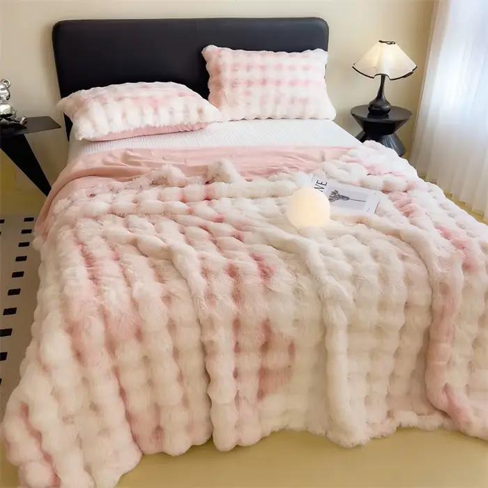 Couverture de luxe en fausse fourrure de lapin