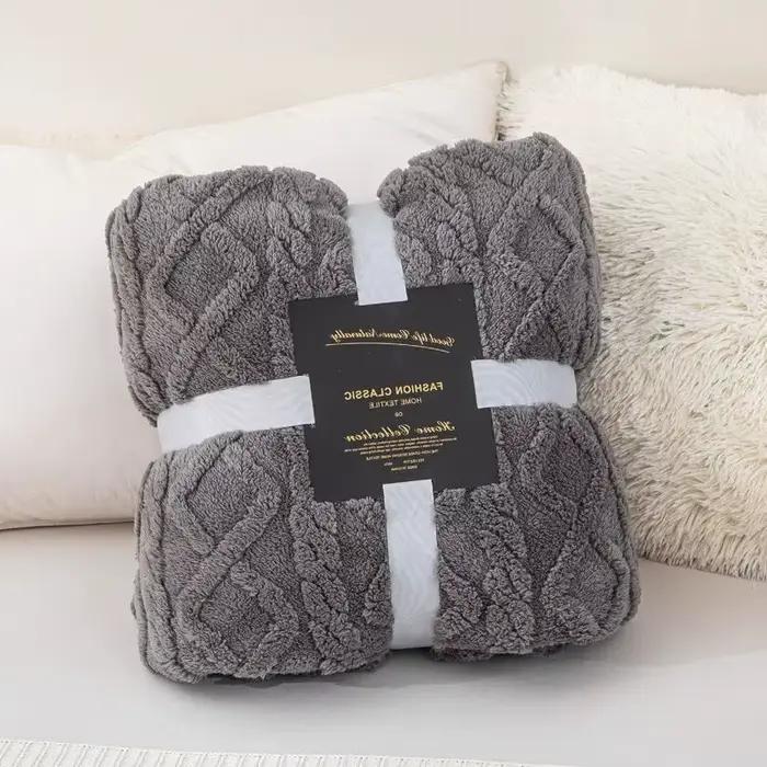 Nouveau Tafu velours Double face Jacquard motif géométrique épaissi couverture