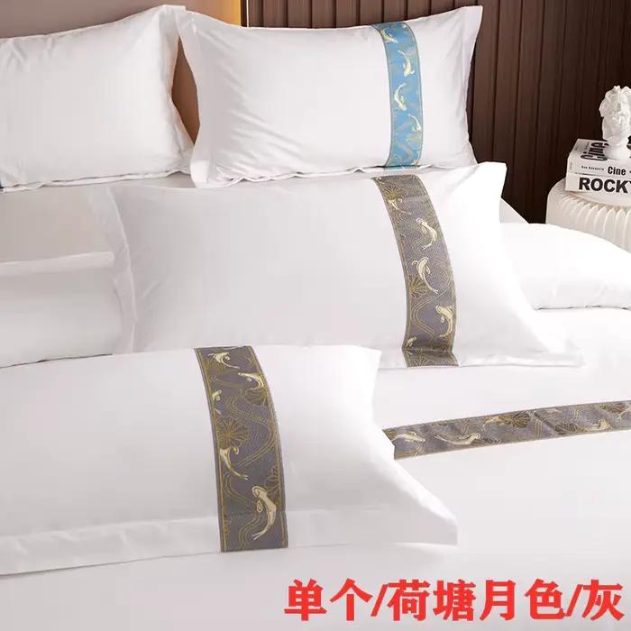Taie d'oreiller d'hôtel 100% satin de coton blanc