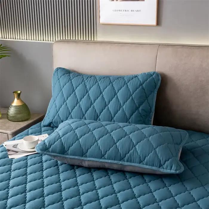 Taie d'oreiller imperméable en coton brossé matelassé - Pièce unique / Ensemble de 2 pièces - Housse de coussin douce et respirante pour chambre à coucher