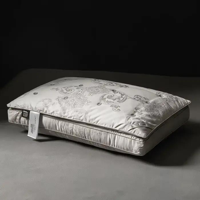Oreiller doux en jacquard de mûrier pour dormir, anti-acariens, soins de santé, literie, cou d'hôtel, naturel, jongsatin, remplissage