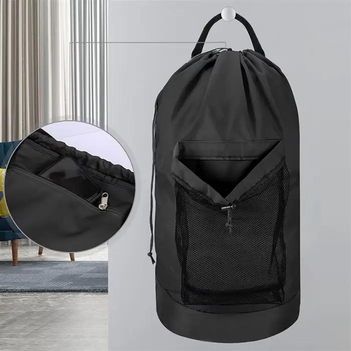 2X sac à linge avec bretelles et poche en filet sac à dos