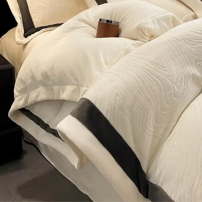 Ensemble de literie en velours de lait sculpté de luxe léger
