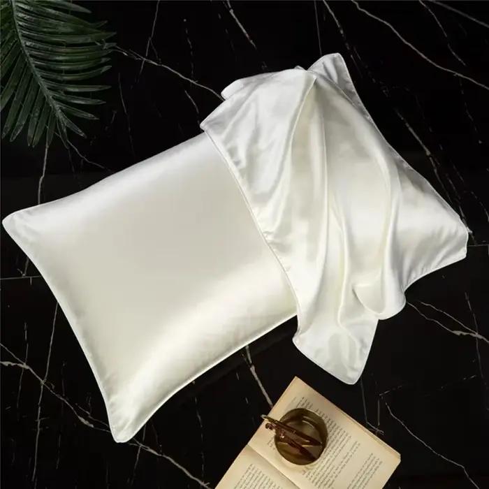 19 Momme 100% taie d'oreiller en soie de mûrier-housse d'oreiller en soie de couleur unie simple face 48x74cm-fermeture d'enveloppe de luxe de qualité 6A