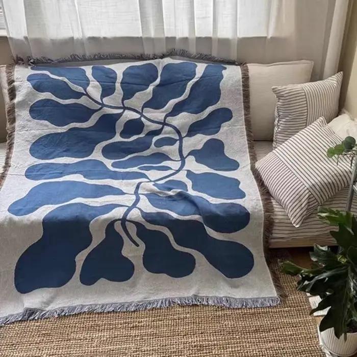 Angleterre bleu couvertures pour canapé Jacquard chat couverture tricoté jeter