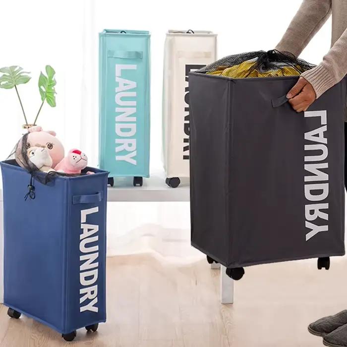 Panier à linge de grande capacité avec roulettes