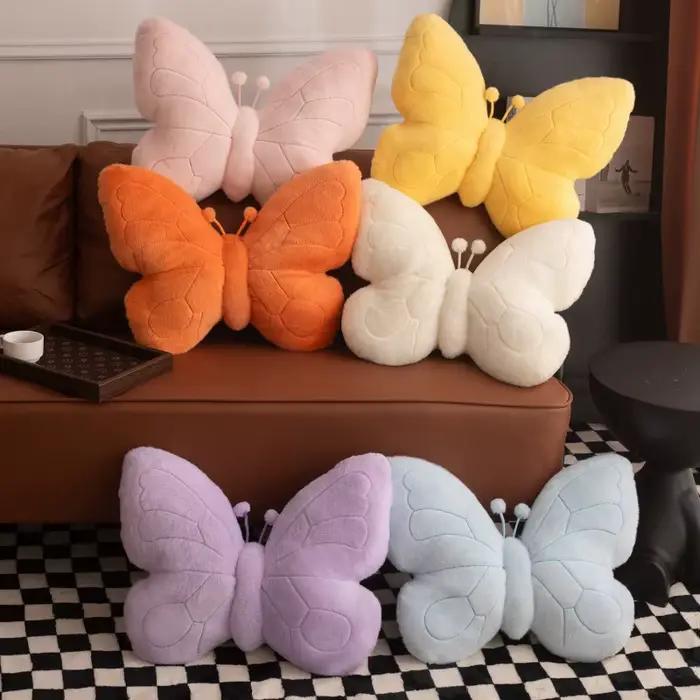 Joli oreiller papillon coloré, jouets en peluche, coussin de canapé en peluche en coton confortable, décoration de maison mignonne, cadeau d'anniversaire pour amis