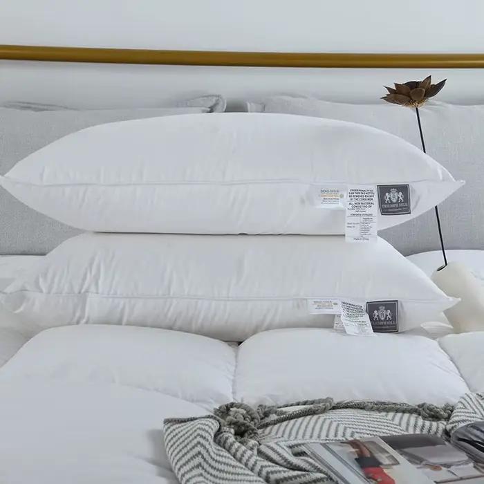 Oreiller de couchage en duvet d'oie pur, oreiller de lit doux pour dormir avec une enveloppe en coton 100%, lot de 1 taille standard