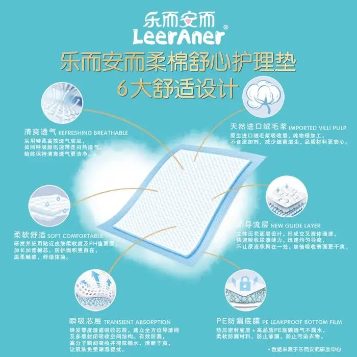 Leeraner 10 pièces de coussinets absorbants jetables pour lit, 60x90cm, épais et absorbants, pour personnes âgées et maternité