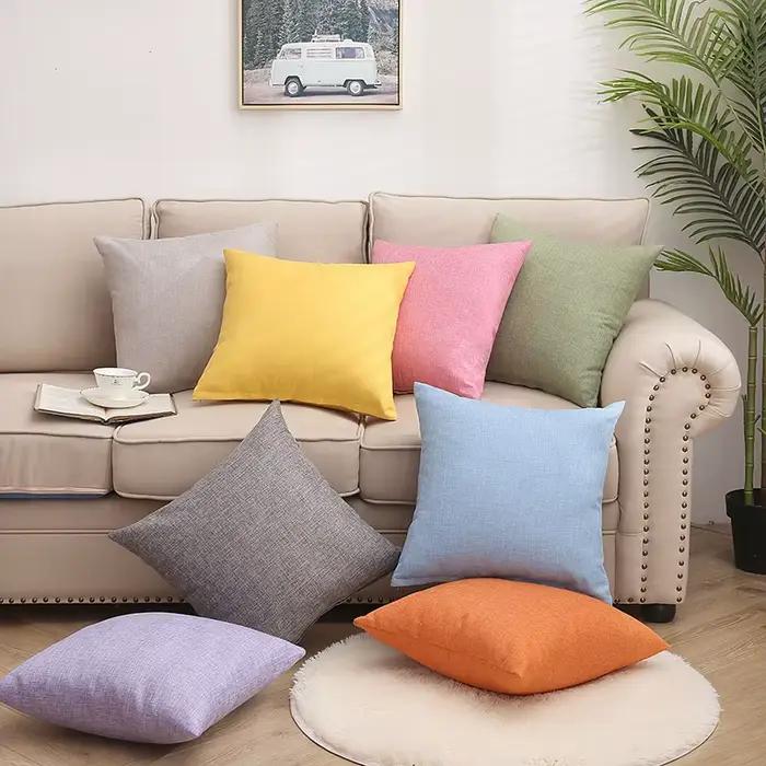 Oreiller carré épais solide, housse de coussin pour canapé, salon (sans noyau)