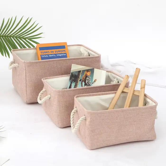 Panier à linge polyvalent en lin double couche