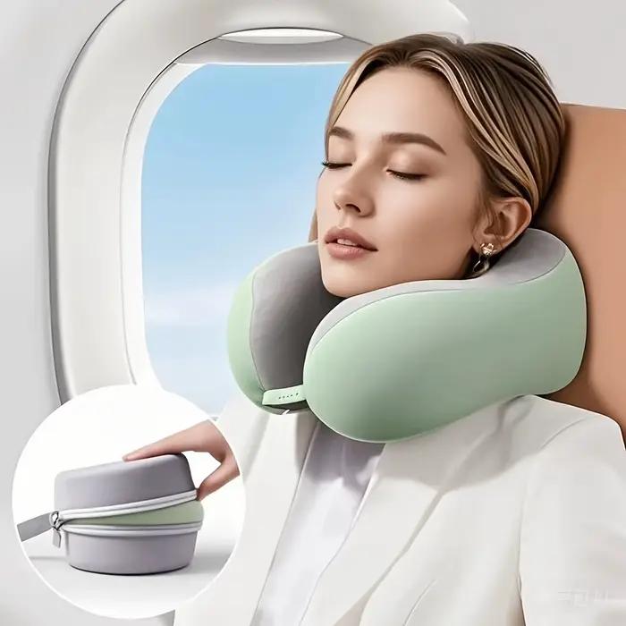 Oreiller cervical confortable en forme de U avec pochette – Pour les voyages