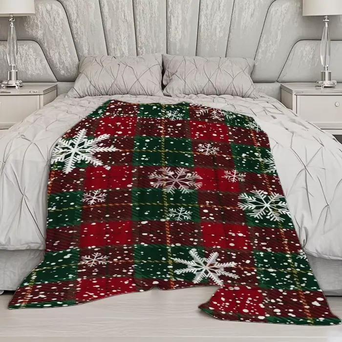Couverture flocon de neige de noël en flanelle microfibre