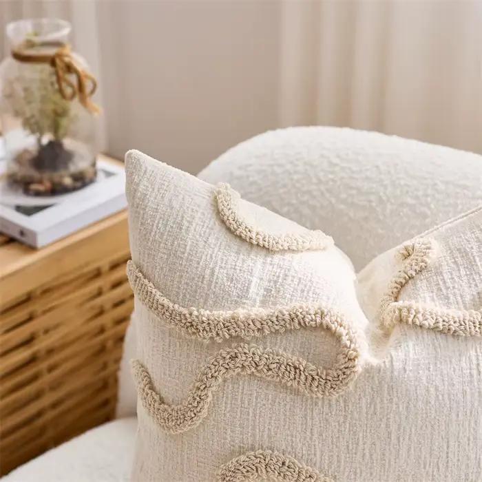 Housse de coussin en Chenille Ultra douce, avec nœud, pour canapé, salon, Style nordique, capitonnée, décorative