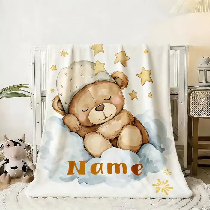 Couverture en flanelle personnalisée avec nom pour enfants