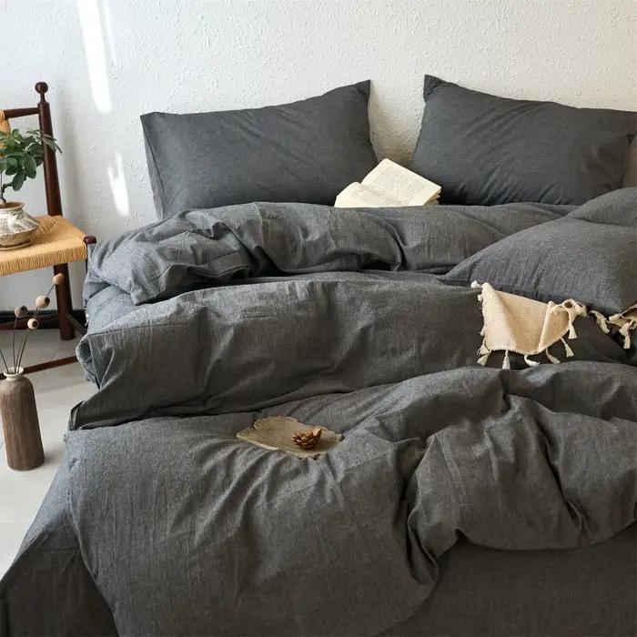 Parure de lit 100 % coton teint en fil