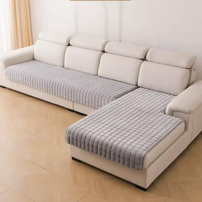 Coussin de canapé en flanelle à carreaux minimaliste, résistant aux taches, lavable, antidérapant, coussin de siège chaud pour salon