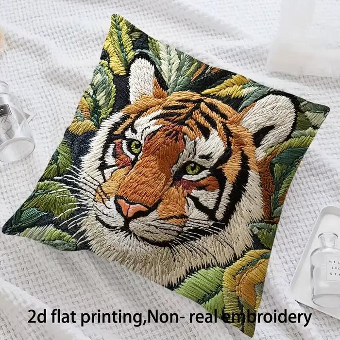 Taie d'oreiller plate imprimée tigre 2D: pour votre housse de coussin de canapé de décoration de maison