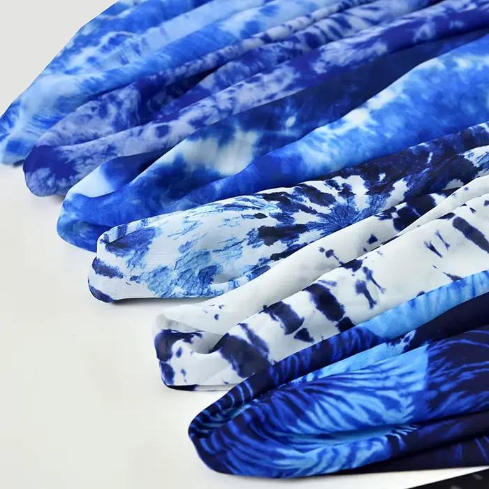 Flocon de neige velours Tie-Dye Lyocell fil fin tissu encre lavage Style maternelle artisanat rideaux faits à la main décor de mariage en gros