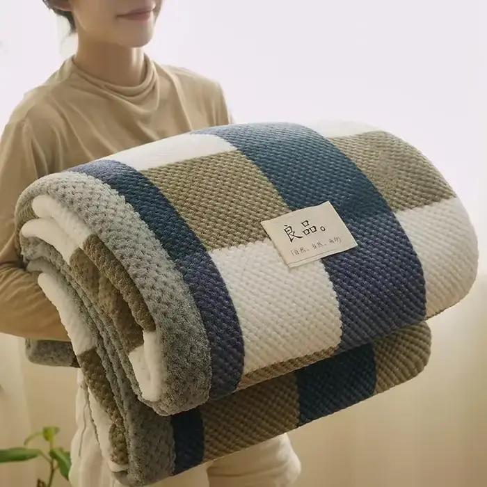 Couverture tricotée en fil de Chenille doux