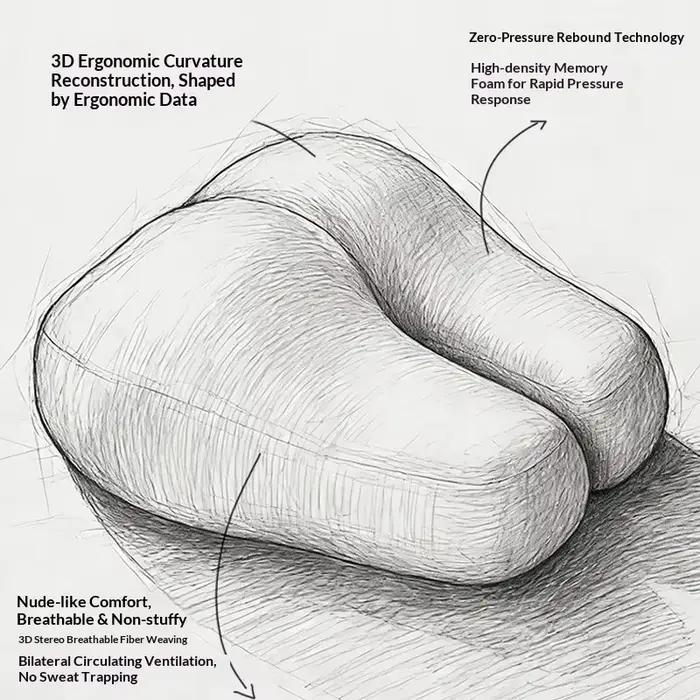 Oreiller ergonomique pour dormir sur le ventre