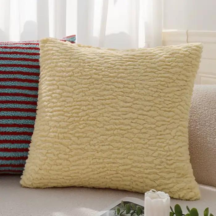 Juste de coussin en velours moelleux, taie d'oreiller en peluche mignonne, housses d'oreiller décoratives, salon de la maison, canapé, automne et hiver