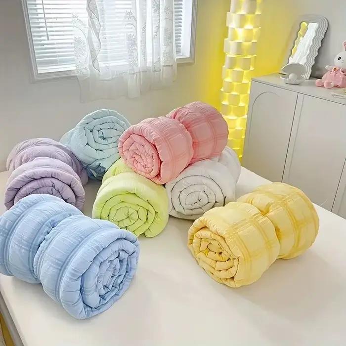 Ensemble de linge de lit en seersucker respirant toutes saisons