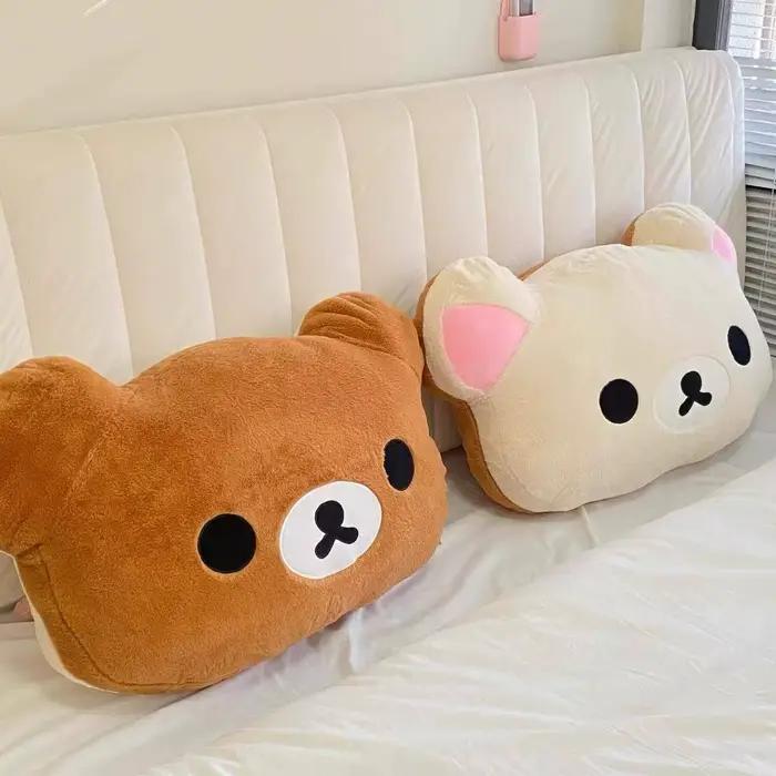 Coussin en peluche Rilakkuma, ours en peluche doux, coussin décoratif mignon de dessin animé, pour la maison, la chambre, le canapé, confortable pour dormir, cadeau